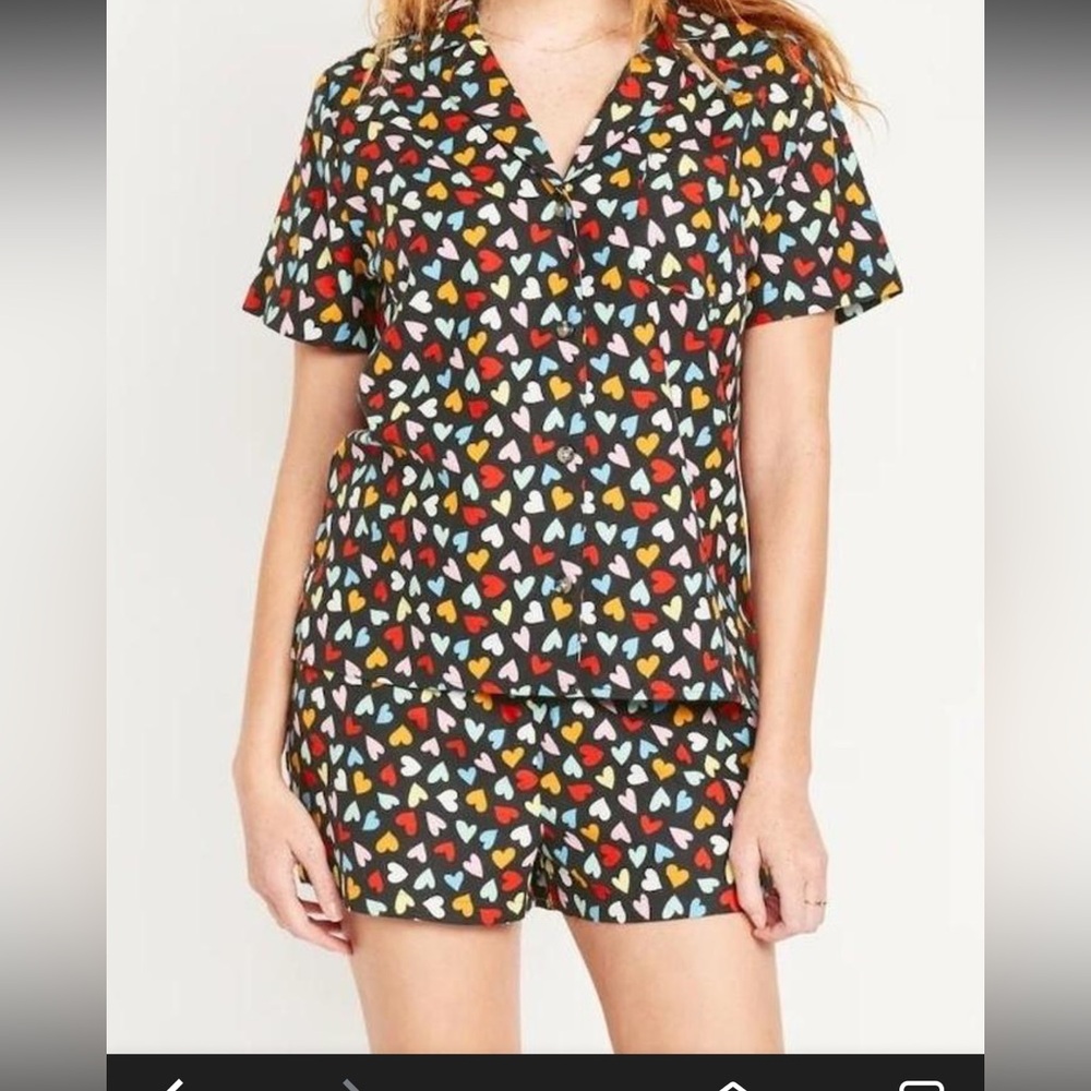 Old Navy Multicolor Heart Button Down Shirt
